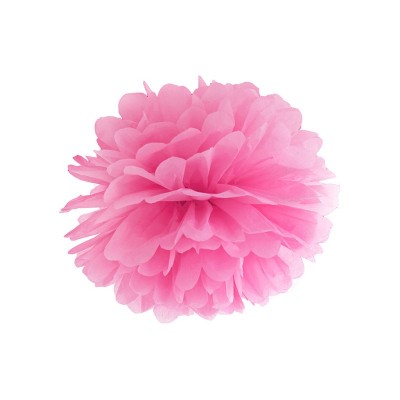 Pompónová visiaca guľa ružová 35 cm