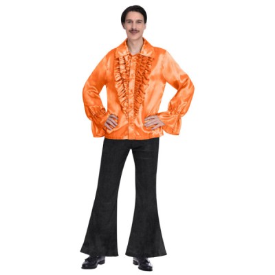 Pánska Hippies košeľa oranžová s volánmi veľkosť L
