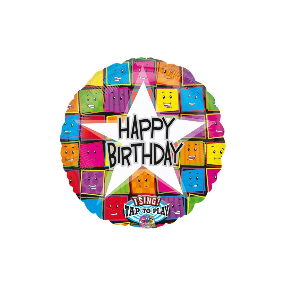 Spievajúci fóliový balón Happy B-Day farebný