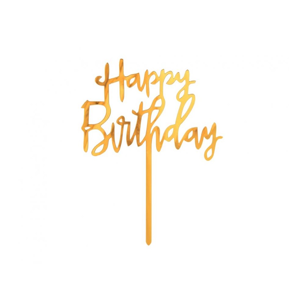 Zapichovacia ozdoba na tortu Happy B-Day zlatá Zapichovacia ozdoba na tortu Happy B-Day zlatá