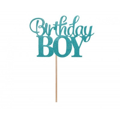 Zapichovacia ozdoba na tortu Birthday Boy modrá