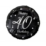 Fóliový balón 40 narodeniny čierno strieborný