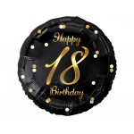 Fóliový balón 18 narodeniny čierno zlatý