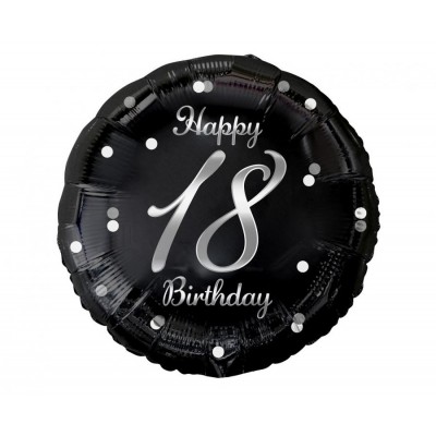 Fóliový balón 18 narodeniny čierno strieborný