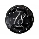 Fóliový balón 18 narodeniny čierno strieborný