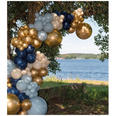 Balónová dekoračná sada modro zlatý mix