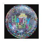 Transparentný Bobo balón Happy Birthday 45 cm