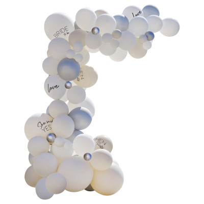Balónová dekoračná girlanda Hen párty bielo striebornej farby