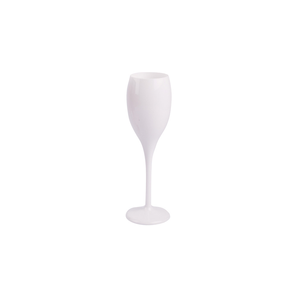 Plastový nerozbitný pohár na sekt, prosecco a víno bielej farby 150 ml