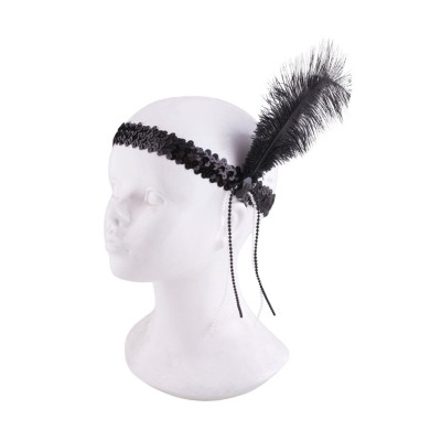 Gatsby čelenka s pierkom čierna