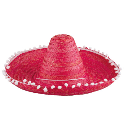 Mexický slamený klobúk červený 50 cm