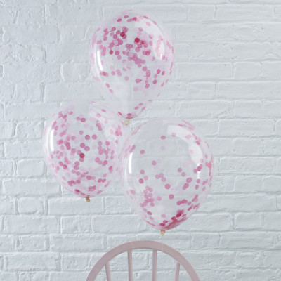 Latexové balóny s ružovými konfetami