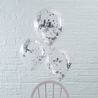 Latexové balóny so striebornými konfetami