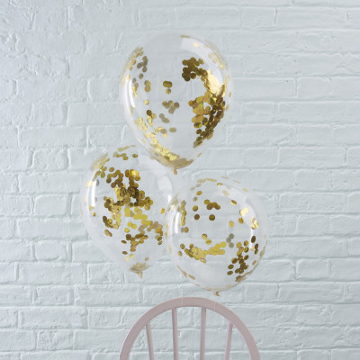 Latexové balóny so zlatými konfetami