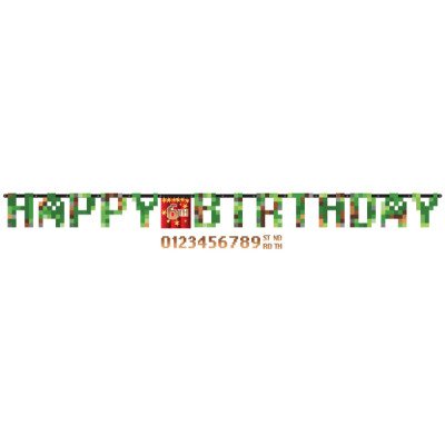 Banner Happy Birthday Minecraft TNT párty personalizovaný