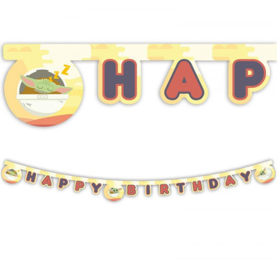 Banner Happy Birthday Star Wars - Baby Yoda