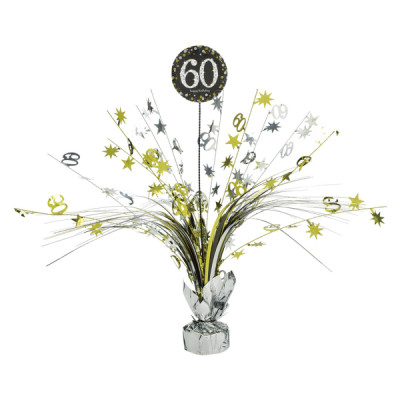 Dekorácia na stôl Happy Birthday 60 Sparkling zlato šedá