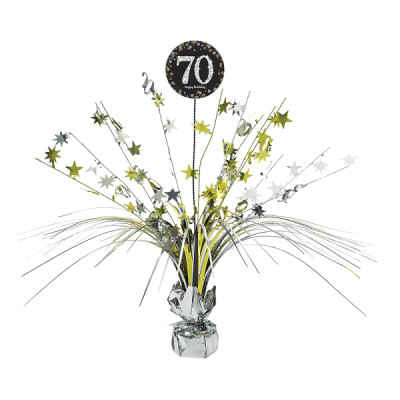 Dekorácia na stôl Happy Birthday 70 Sparkling zlato šedá