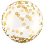 Transparentný Bobo balón PVC s potlačou zlatých konfiet