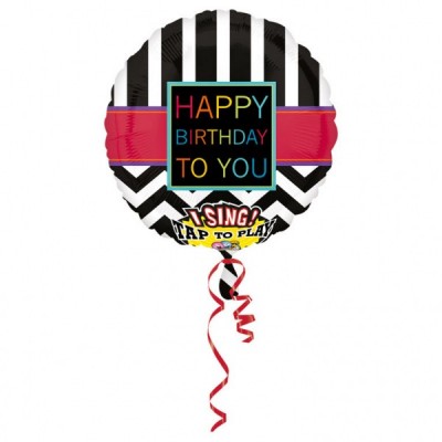 Spievajúci fóliový balón Chevron Happy B-Day