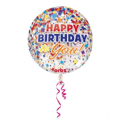 Orbz balón Happy B-day konfety