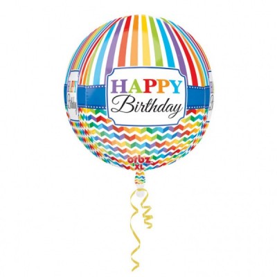 Orbz balón Happy B-Day farebný