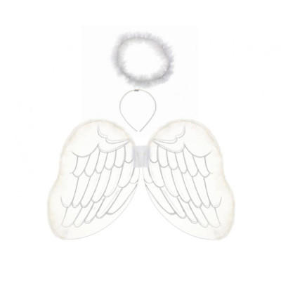 Anjelské krídla a čelenka so svätožiarou