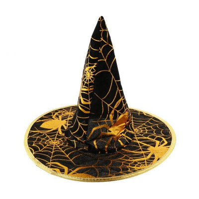 Čarodejnícky klobúk čierny so zlatou pavučinou