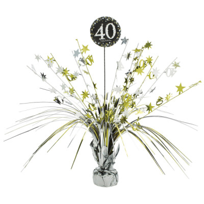 Dekorácia na stôl Happy Birthday 40 Sparkling zlato šedá