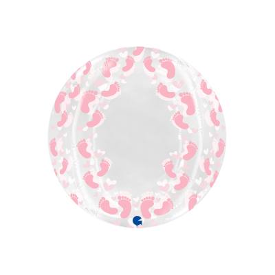 Transparentný balón s potlačou Detské nôžky ružové
