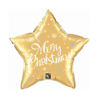 Fóliový balón hviezda zlatá Merry Christmas