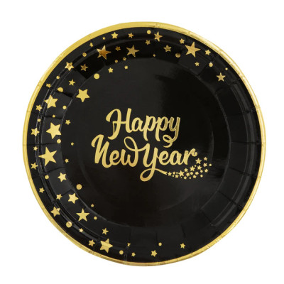 Taniere čierne so zlatými hviezdami Happy New Year