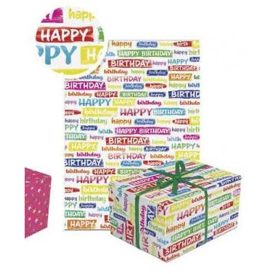 Darčekový baliaci papier farebný Happy Birthday