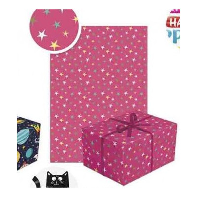 Darčekový baliaci papier ružový s hviezdičkami