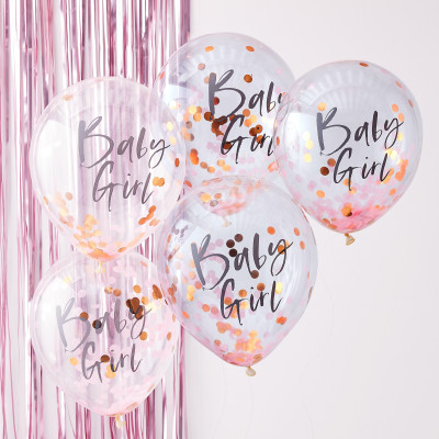 Transparentný balón s konfetami Baby Girl