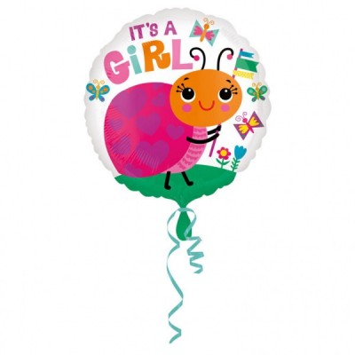 Fóliový balón "It's a girl" lienka
