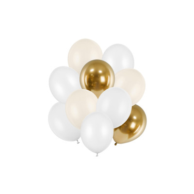 Latexové balóny mix biela, krémová a zlatá