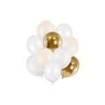 Latexové balóny mix biela, krémová a zlatá