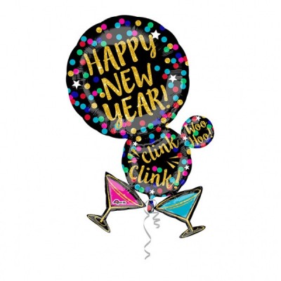 Fóliový supershape balón Šťastný nový rok
