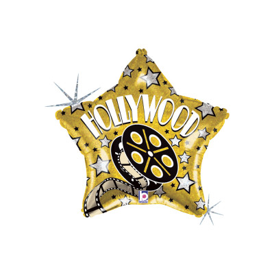 Fóliový balón hviezda zlatá Hollywood