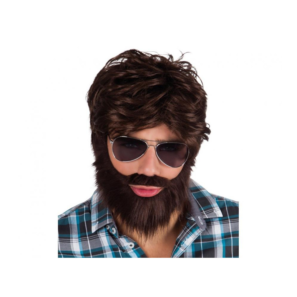 Parochňa hnedá s bradou a fúzami Parochňa hnedá s bradou a fúzami