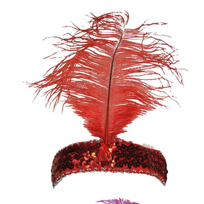 Gatsby čelenka s pierkom červená