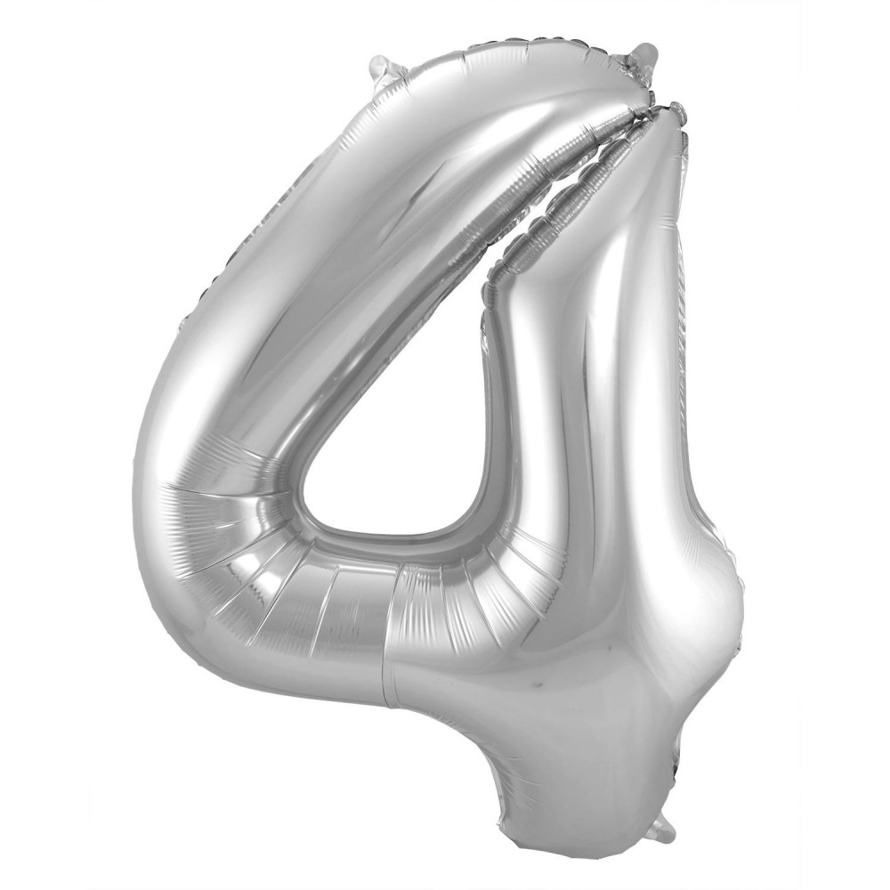 Fóliový balón 4 strieborná farba Fóliový balón 4 strieborná farba