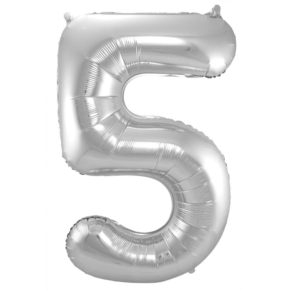 Fóliový balón 5 strieborná farba Fóliový balón 5 strieborná farba