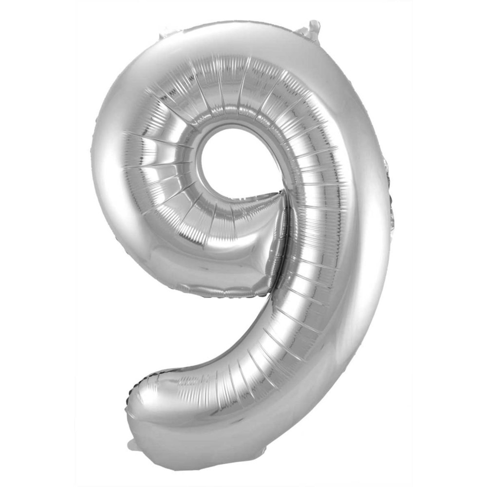 Fóliový balón 9 strieborná farba Fóliový balón 9 strieborná farba