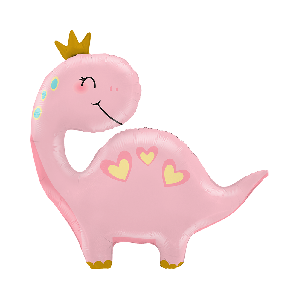 Fóliový Supershape balón Dino s korunkou ružový Fóliový Supershape balón Dino s korunkou ružový
