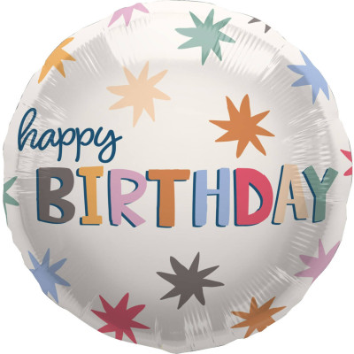 Fóliový balón Happy Birthday farebné hviezdičky
