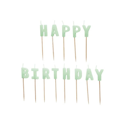 Sviečky Happy Birthday svetlo zelené