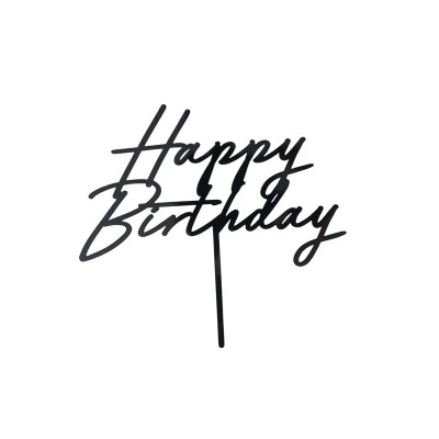Zapichovacia ozdoba na tortu Happy Birthday čierna