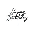 Zapichovacia ozdoba na tortu Happy Birthday čierna